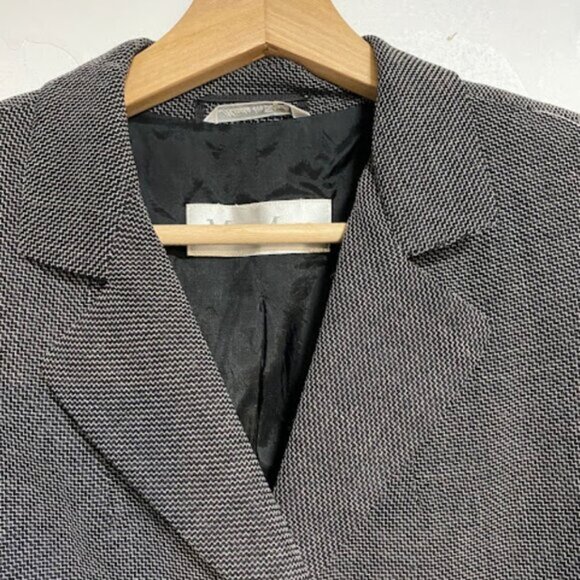 Max Mara Made in Italy Black White Woven Women's Blazer Jacket Size IT42/US8 - Picture 7 of 14
